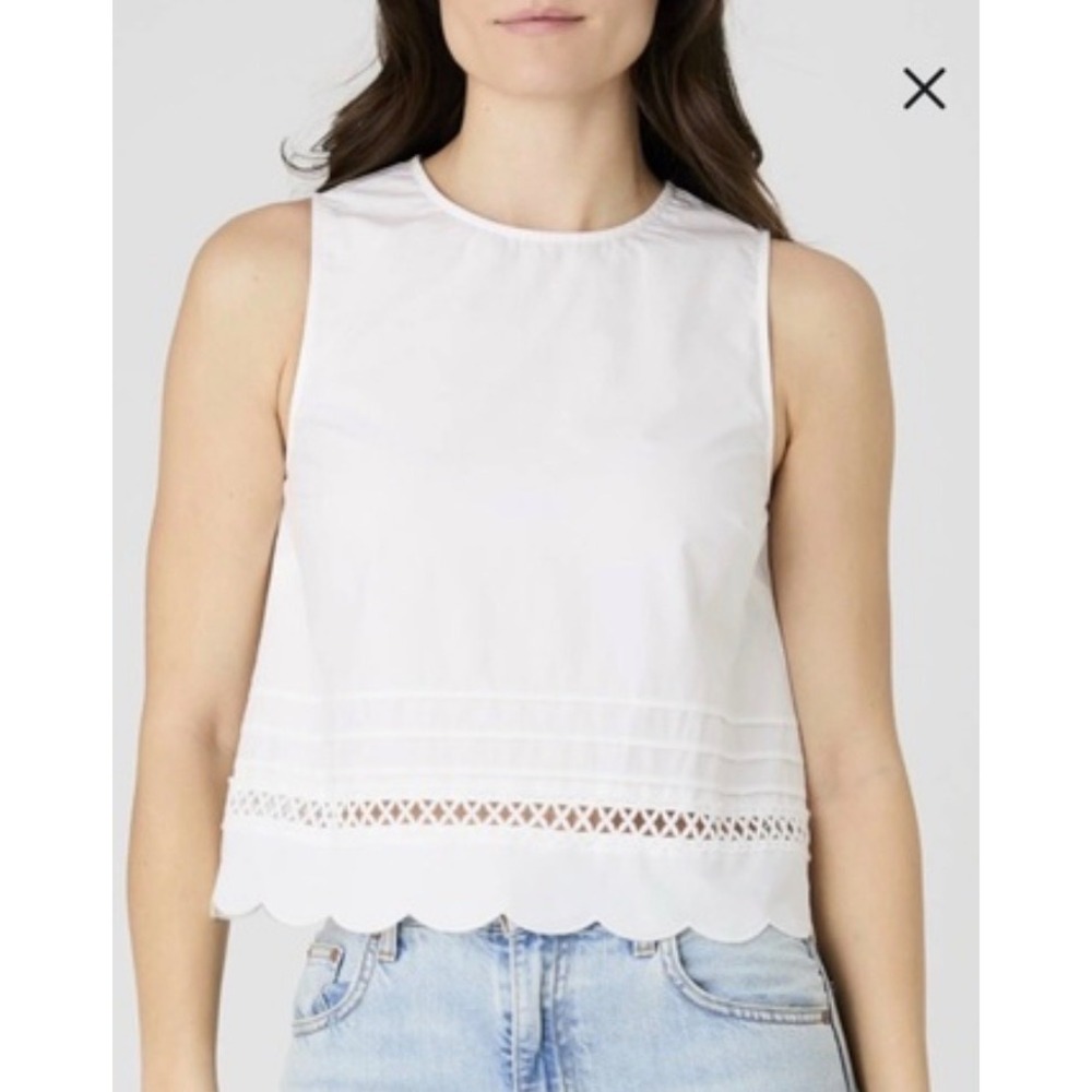 French Connection White Cotton Lace Top Size Medium